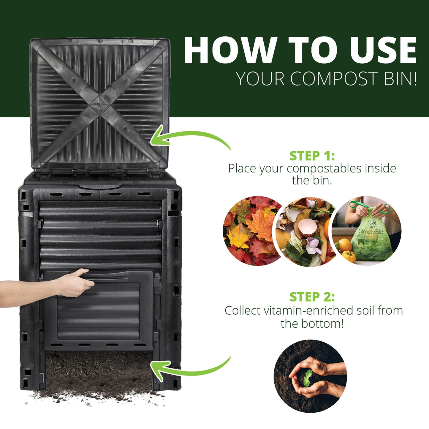 80-Gallon Large Lightweight BPA-Free Outdoor Compost Bin