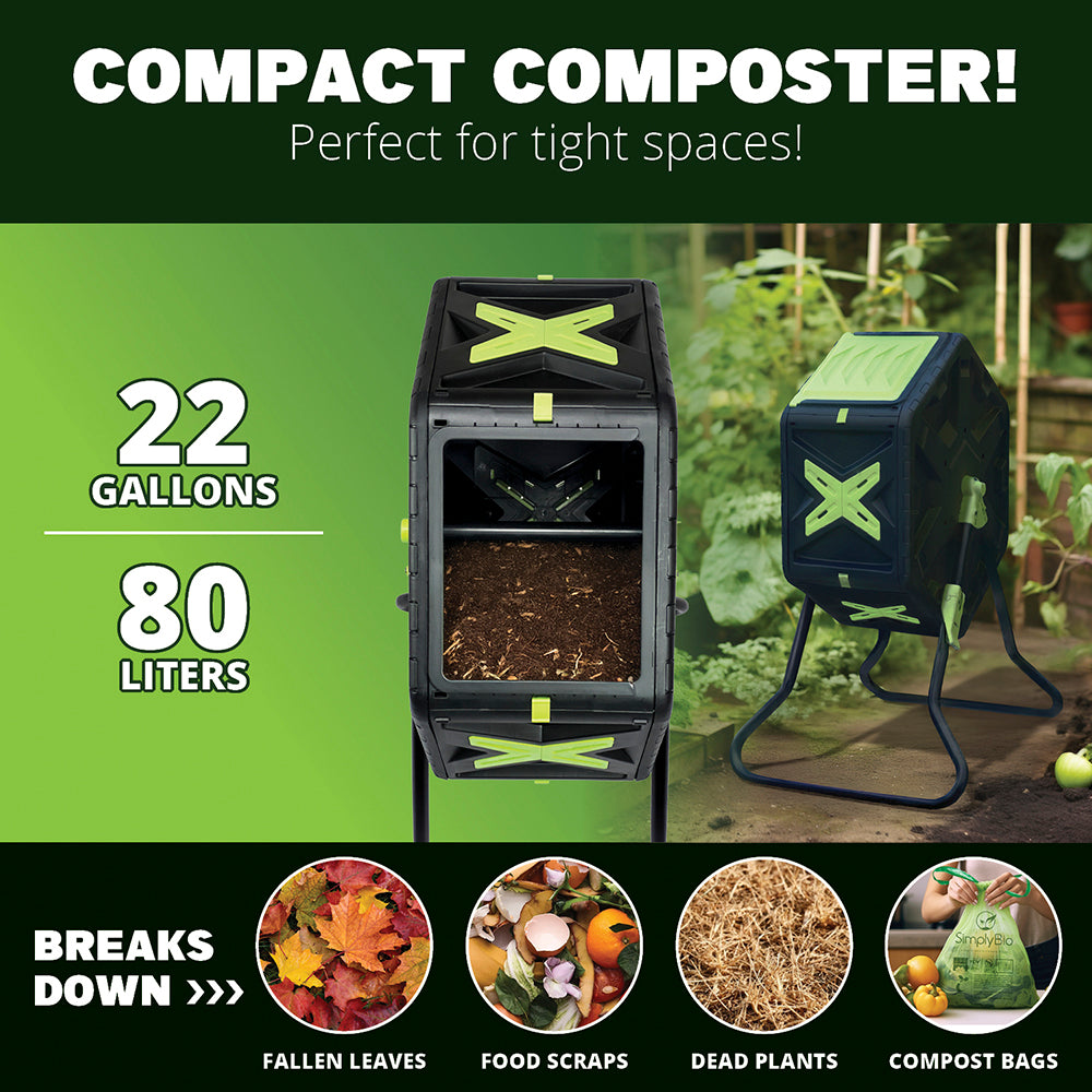 22 Gallon Outdoor Compost Tumbler Bin – BPA-Free